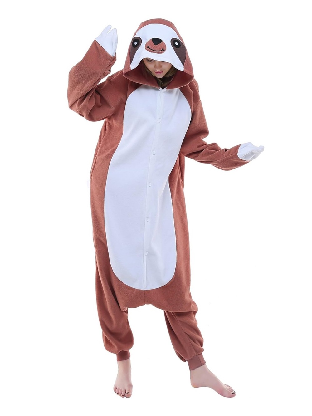 CANASOUR Adult Sloth Fleece Kigurumi One Piece Pajamas/Costume Unisex Small